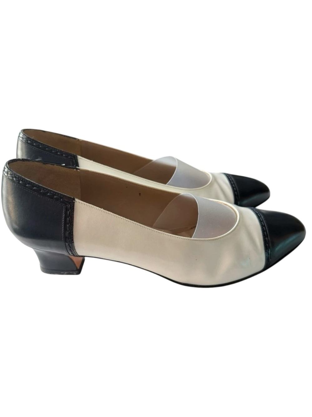 Classic Black & White Cap Toe Leather Pumps | EUC | Size 7B